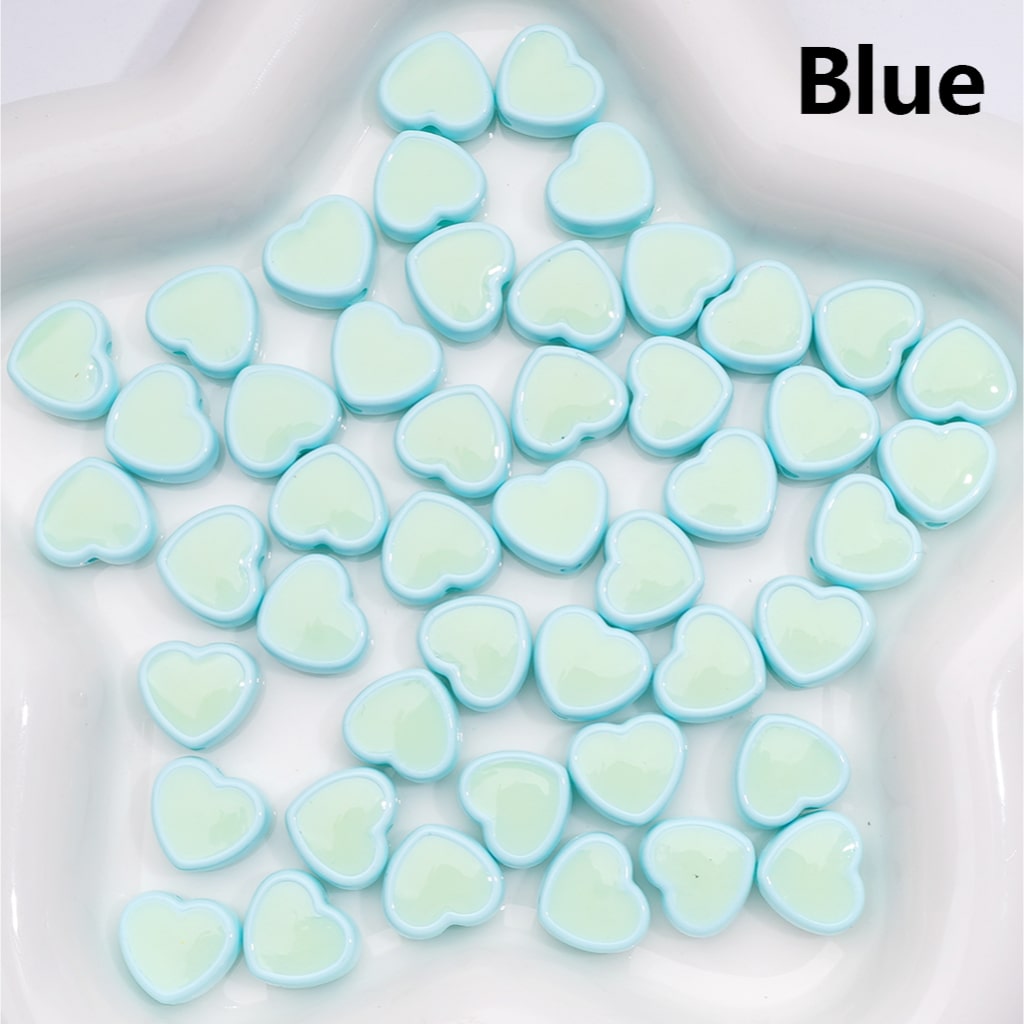 Acrylic Beads Luminous Mini Cute Heart Multi-Color 13*12MM (Single Color is available for 500pcs(Whole Bag))