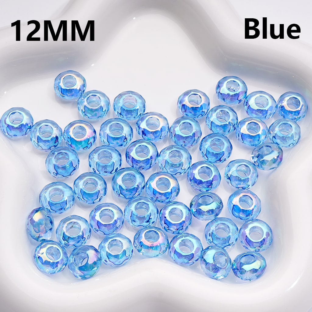 Wheel Acrylic Beads UV Coating Large Hole Multi-Color Translucent 12MM