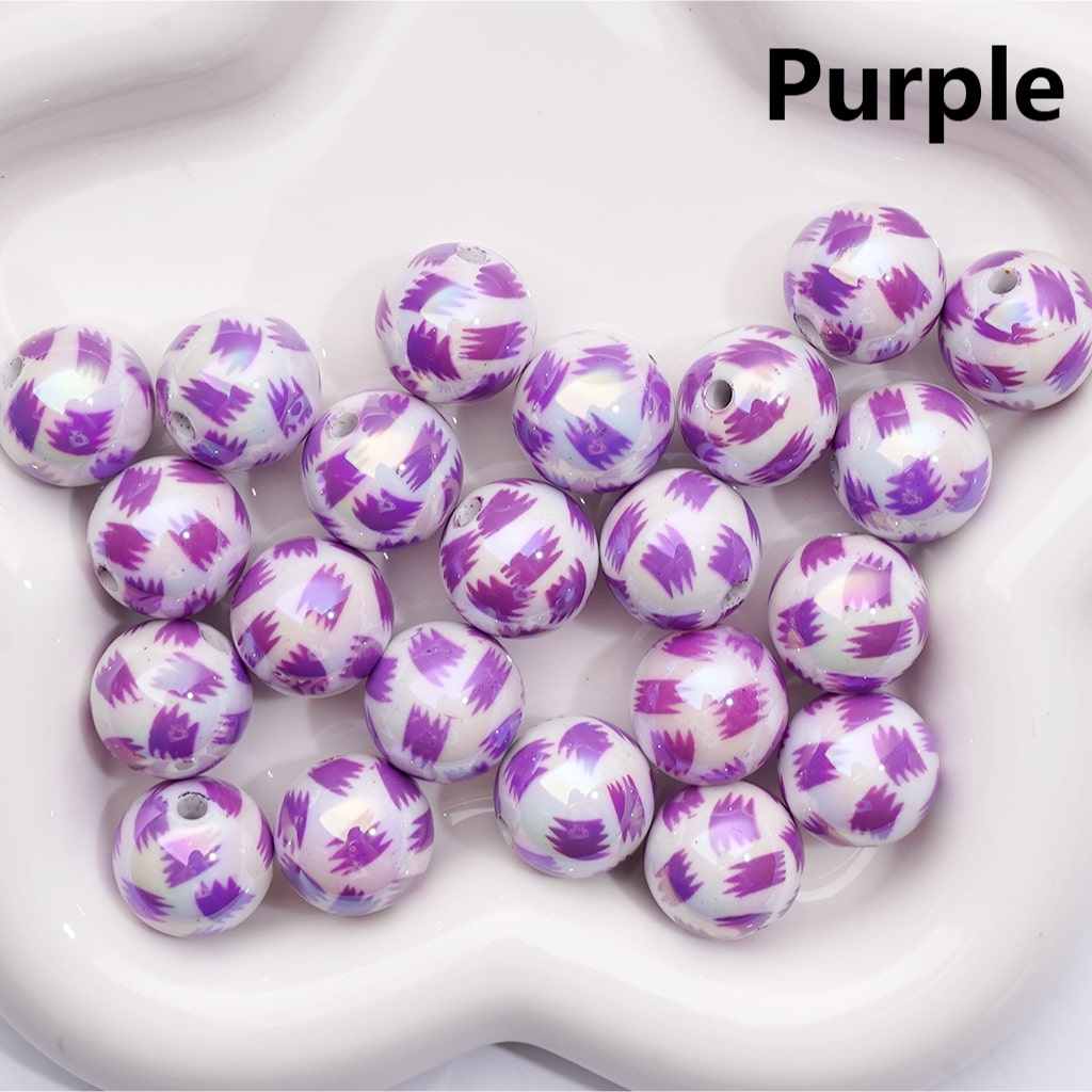 Acrylic Beads UV Coating Abstract Pen Brush Prints Multi-Color, Round 16MM (Single Color is available for 200pcs(Whole Bag))