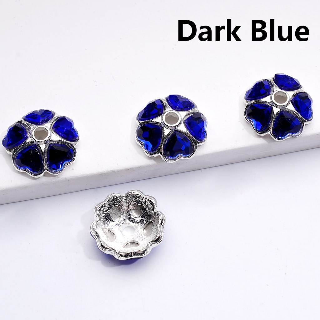 Beads Cage Cap Metal Alloy Multi-Color Heart Rhinestons,Silver 16MM (Single Color is available for 100pcs(Whole Bag))