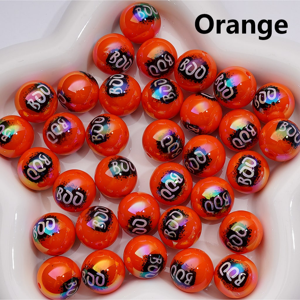 UV Coating Halloween Boo Series Round Acrylic Beads, 16MM (Single Color is available for 200pcs(Whole bag))