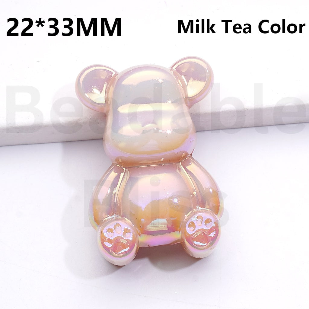 Acrylic Beads UV Coating Bearbric Solid Color 33*22MM (Single Color is available for 100pcs(Whole Bag))