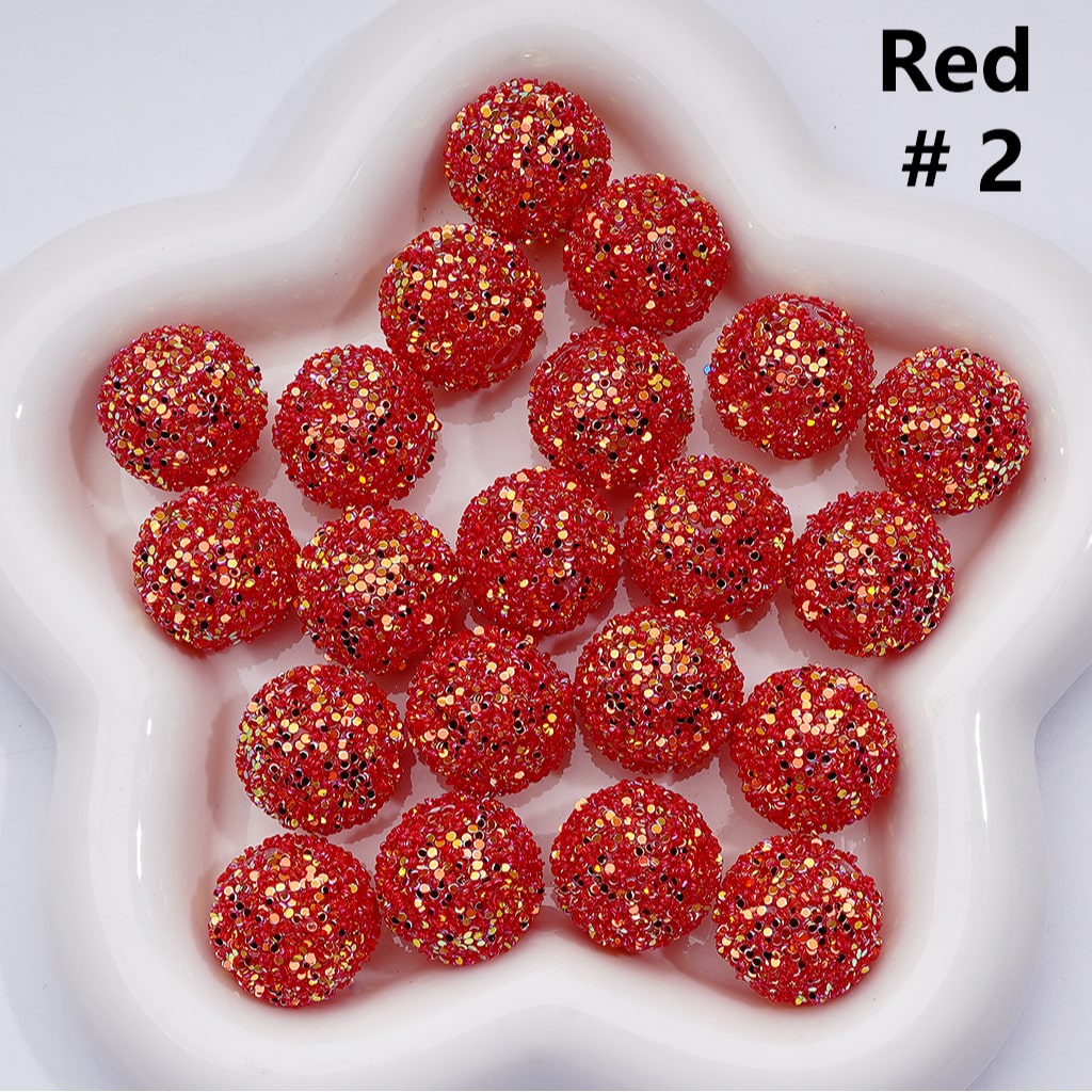 Multi-Color Shiny Confetti Clear Round Acrylic Beads, 20MM