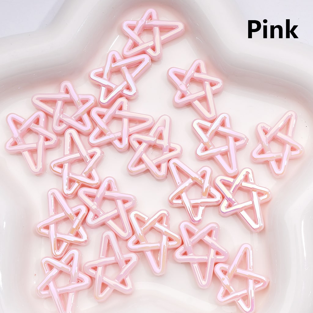 Acrylic Beads UV Coating Shiny Five-Pointed Star, Multi-Color, 19*24MM (Single Color is available for 500pcs(Whole Bag))