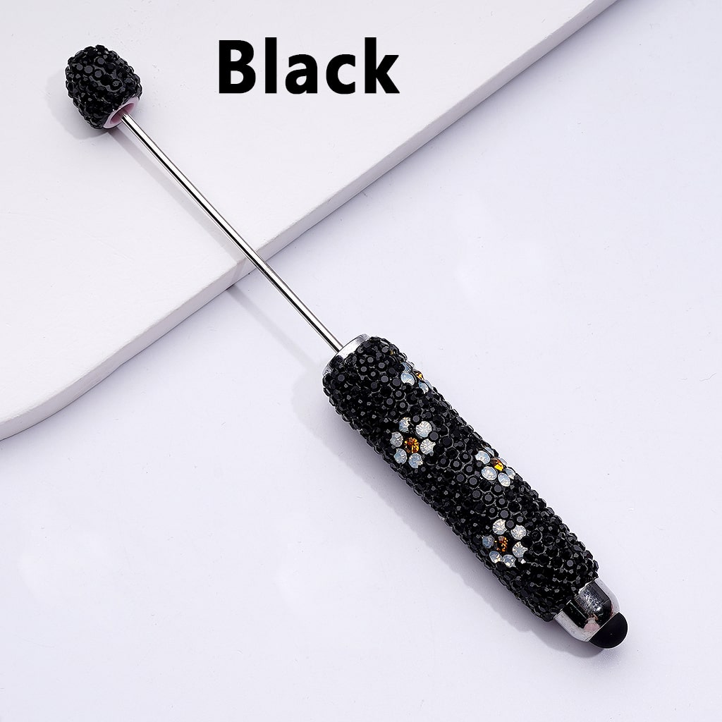 Beadable Clay Stylus Pen with Mini Cute Flowers Multi-Color Shiny Rhinestones