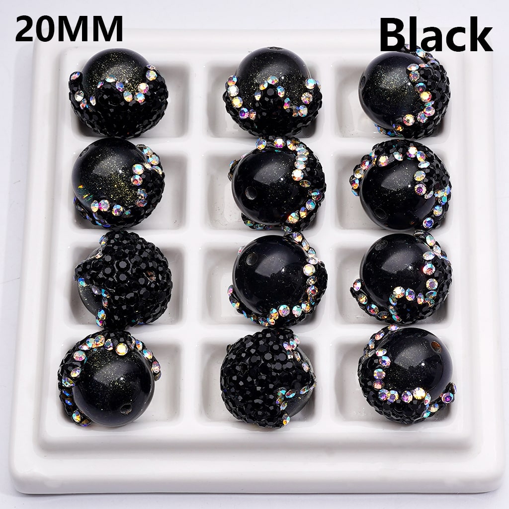 Clay Acrylic Beads Luminous Glitter Sugar Core Inside Shiny AB Rhinestones Cute Flower Multi-Color 20MM