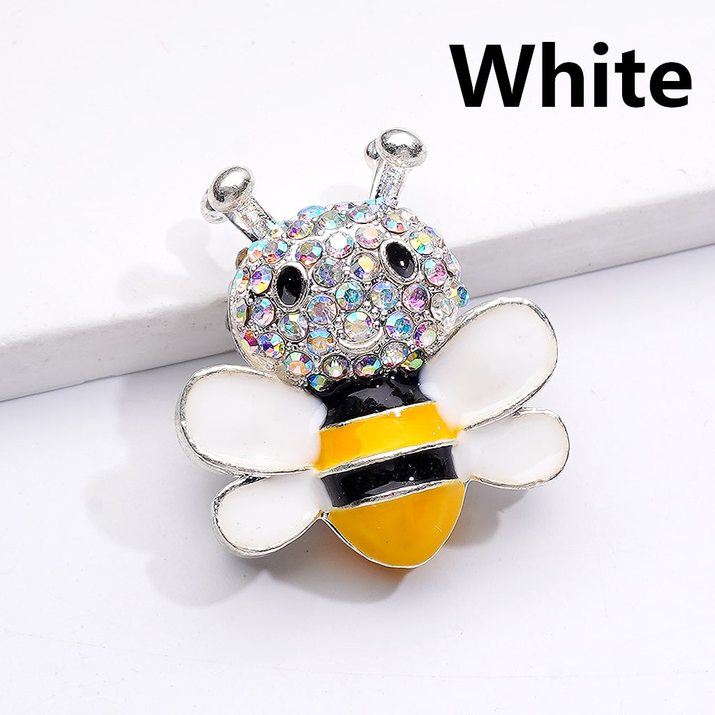 Silver Alloy Beads Fancy Bee with AB Rhinestones Solid Color Wings 29*26MM