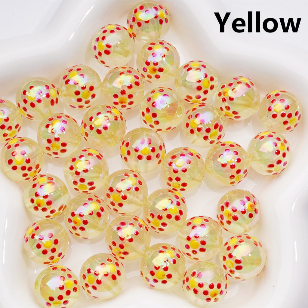 Luminous UV Coating Translucent Multi-color Mini Cute Flower Round Acrylic Beads, 16MM (Single Color is available for 200pcs(Whole bag))