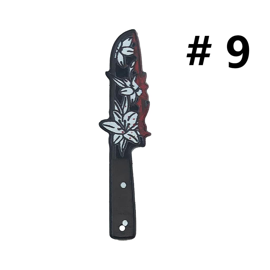 Halloween Plastic Horror Bloody Flower Skeleton Skull Head Prints Knife Dagger Jewelry Accessories