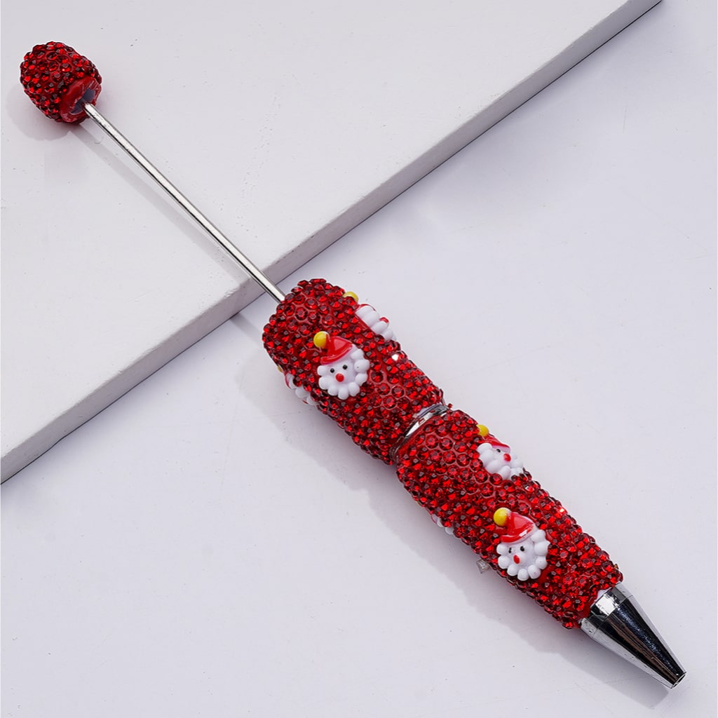 Christmas Series Father Christmas Tree Snowman Candy Cane Red Rhinestones Beadable Clay Pens
