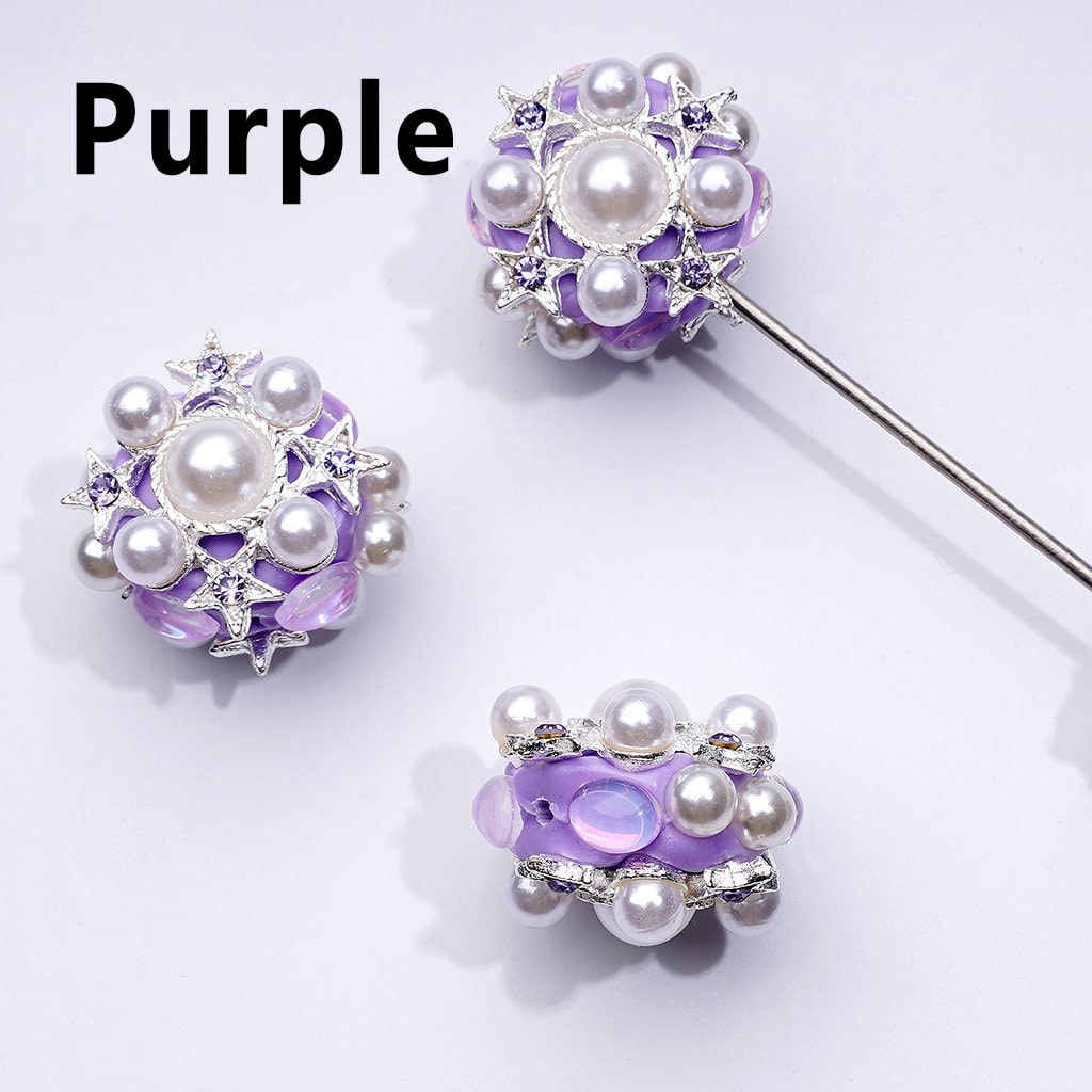 Delicate Fancy Silver Alloy Stars with Shiny Rhinestones White Pearls Clay Beads, Around 29MM