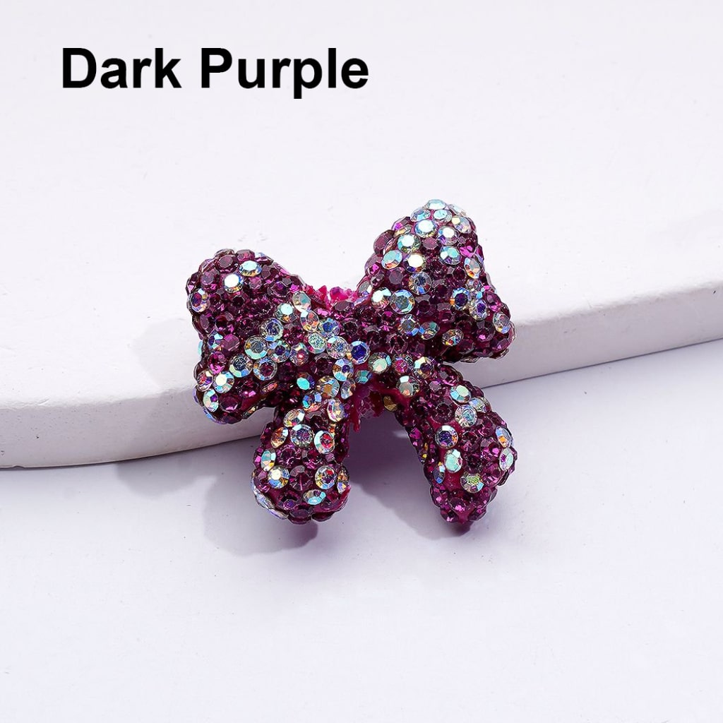 Multi-Color Cute Bowknot with AB Rhinestones Clay Beads, 24*26MM, Random Mix