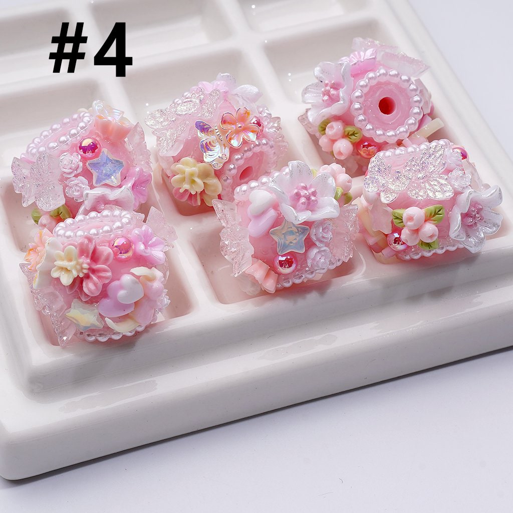 Exquisite Mini Cute Flowers Glitter Butterflies White Pearls Shiny Stars Acrylic Beads, Around 20*16MM