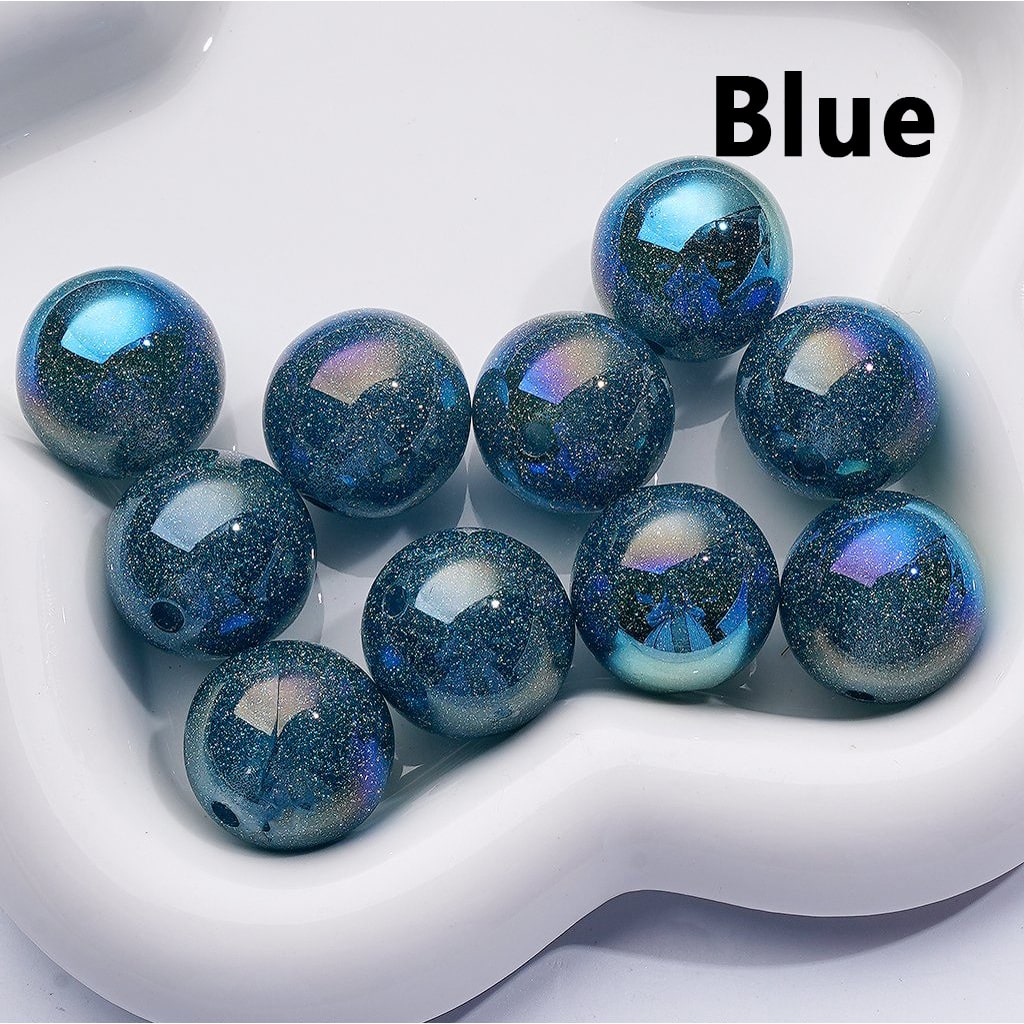 Multi-Color UV Coating Glitter Shiny Round Acrylic Beads, 20MM