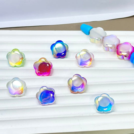 UV仕上げキラキラ輝くカラフルなフラワーアクリルビーズ、16MM、説明をお読みください