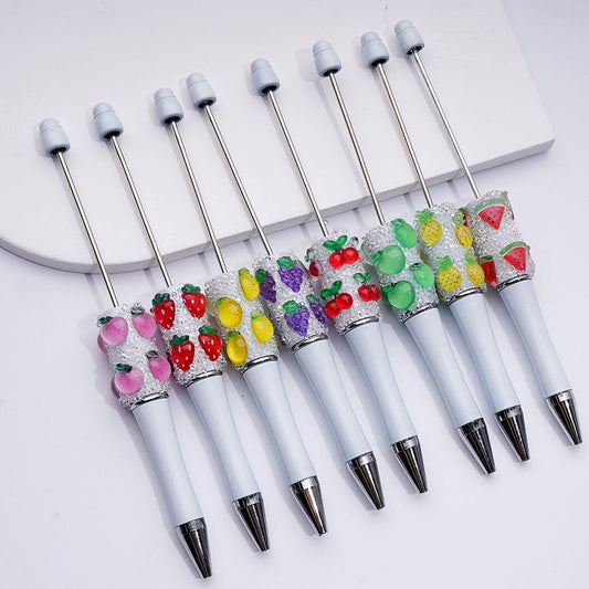 Cute Vivid Fruits Series Clear Sugar White Beadable Pens