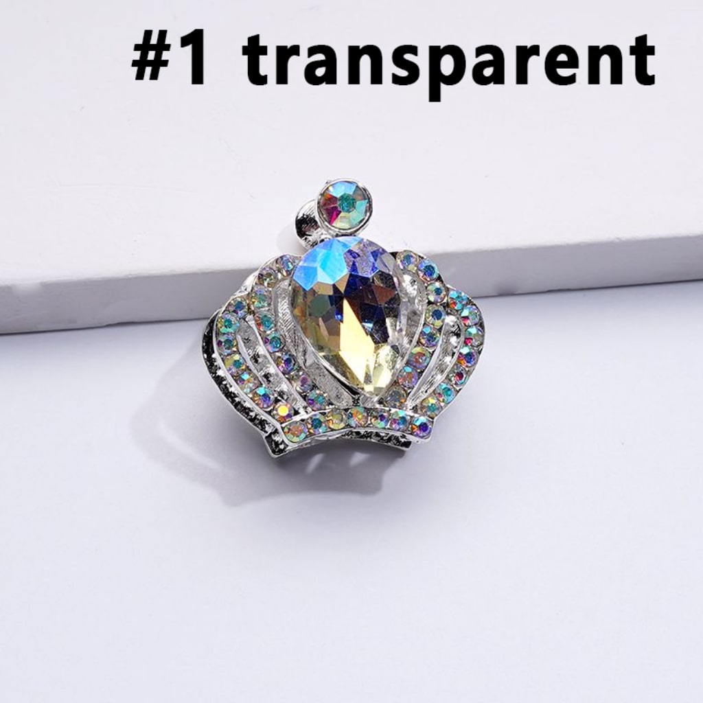 Bling Bling Silver Alloy Crown with Mini AB Rhinestones Colorful Water Drops Beads, Around 24*23MM