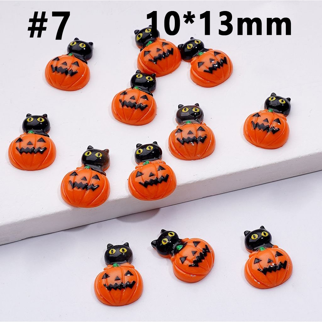 Mini Cute Halloween Series Pumpkin Bat Ghost Magic Hat Cat Cross Charms for Jewelry Accessories