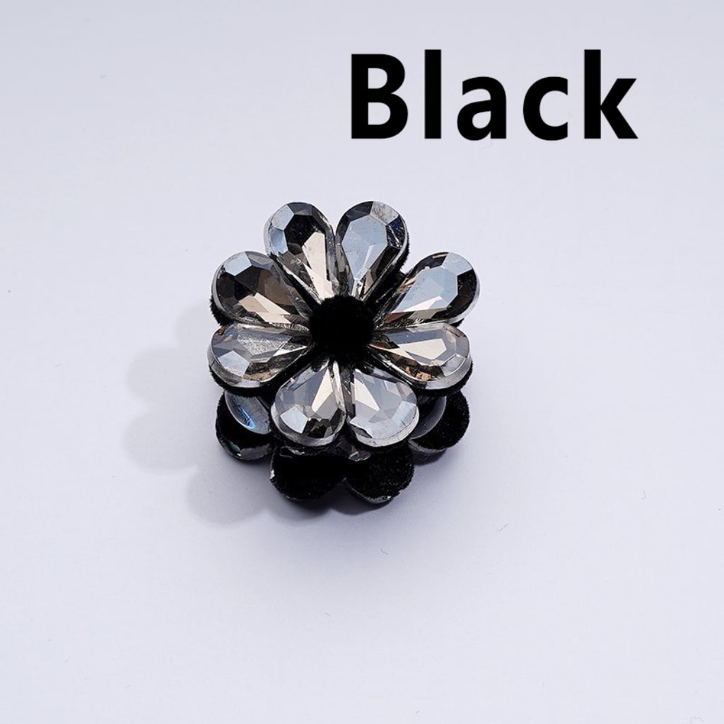 Delicate Fancy Brown Black Flower with Clear Heart Rhinestones Oval Pearls Clay Beads, Around 28MM