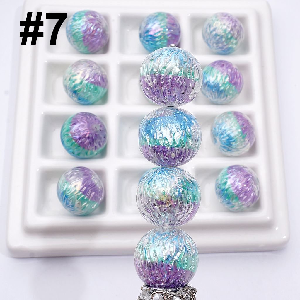 Shiny Trichromatic Cracks Inside Round Acrylic Beads, 16MM