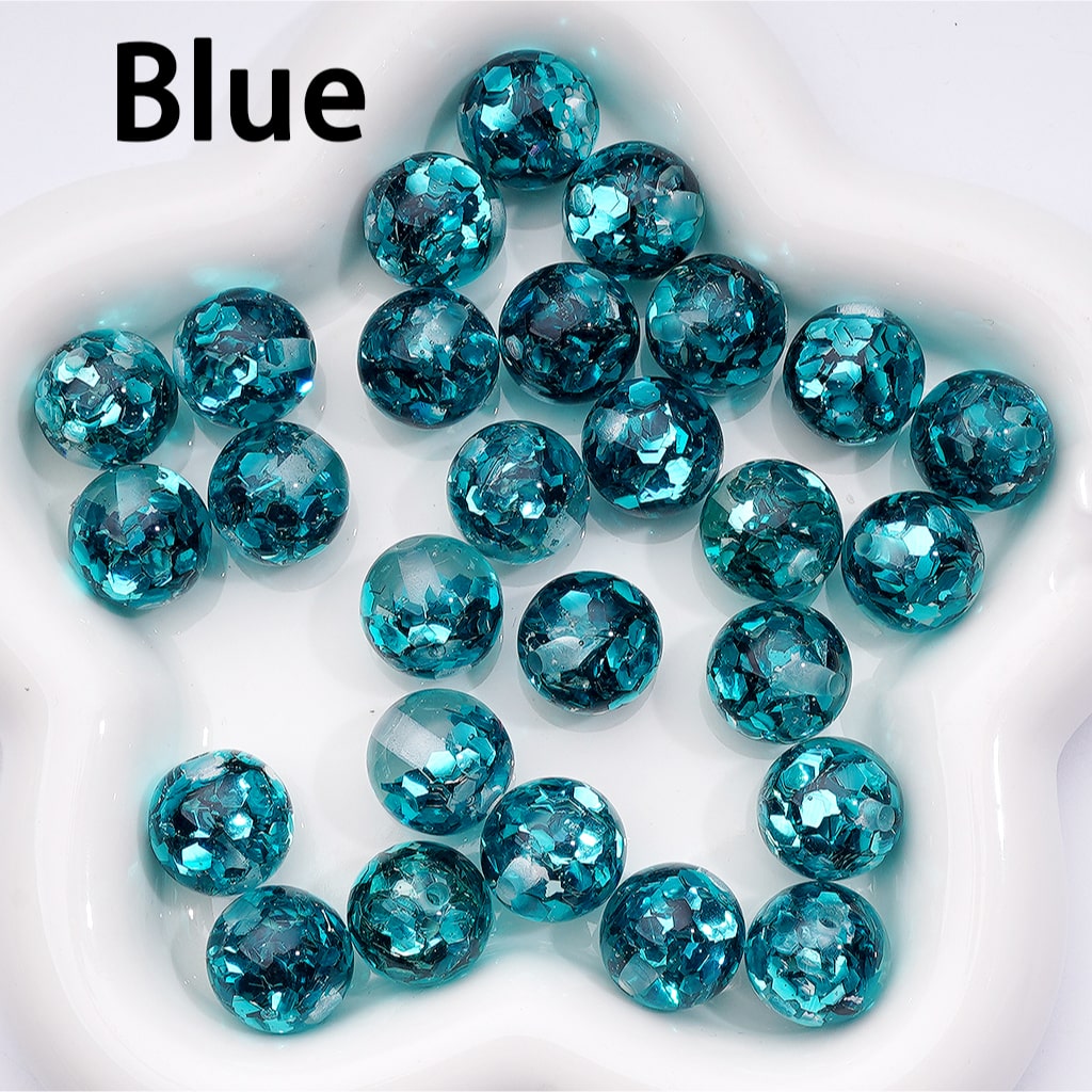 Multi-Color Translucent Round Acrylic Beads Shiny Hexagon Flakes Inside, 16MM