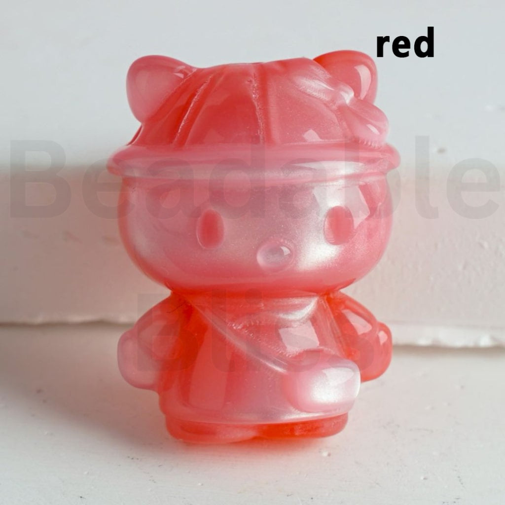 Glossy Colorful Cute HK Kitten with Cap Hat Bag Acrylic Beads, Around 31*22MM