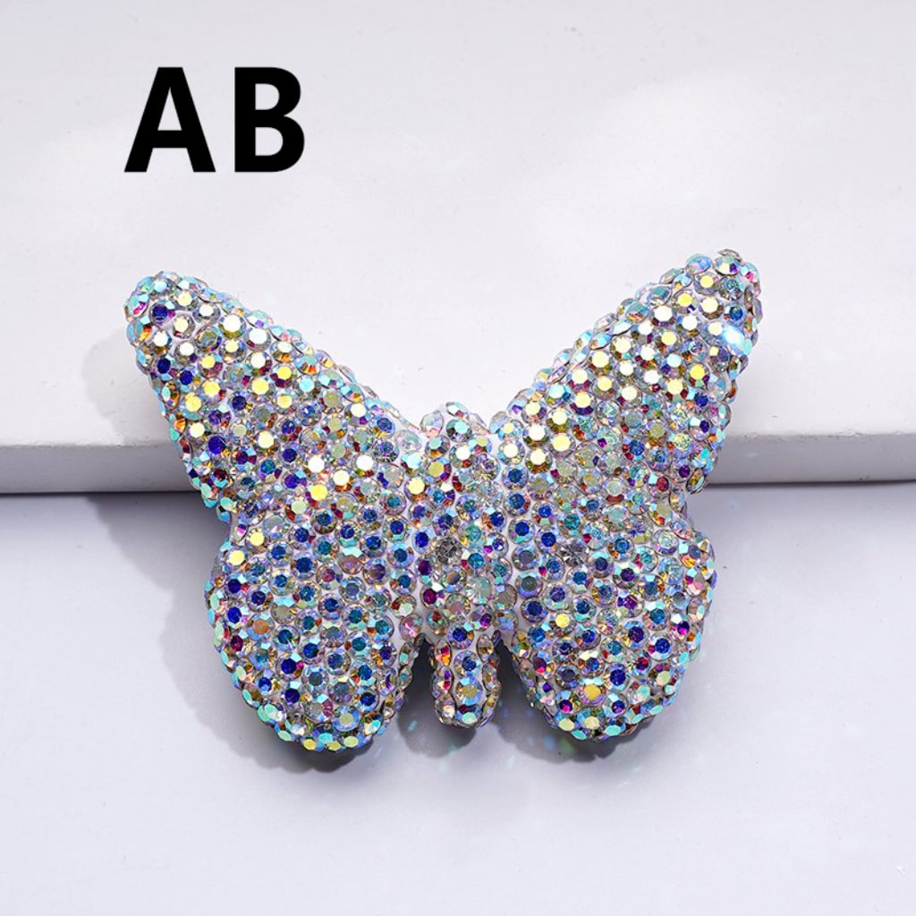 Exquisite Multi-Color Butterfly Clay Beads with Shiny Rhinestones, 54*41MM