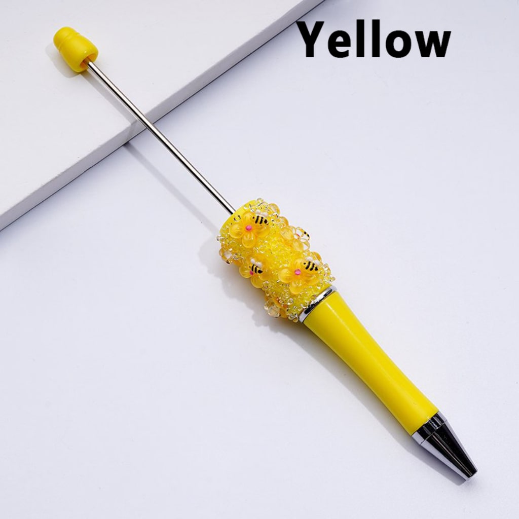 Beadable Pens with Mini Cute Bees Flowers Clear Sugars in Solid Color