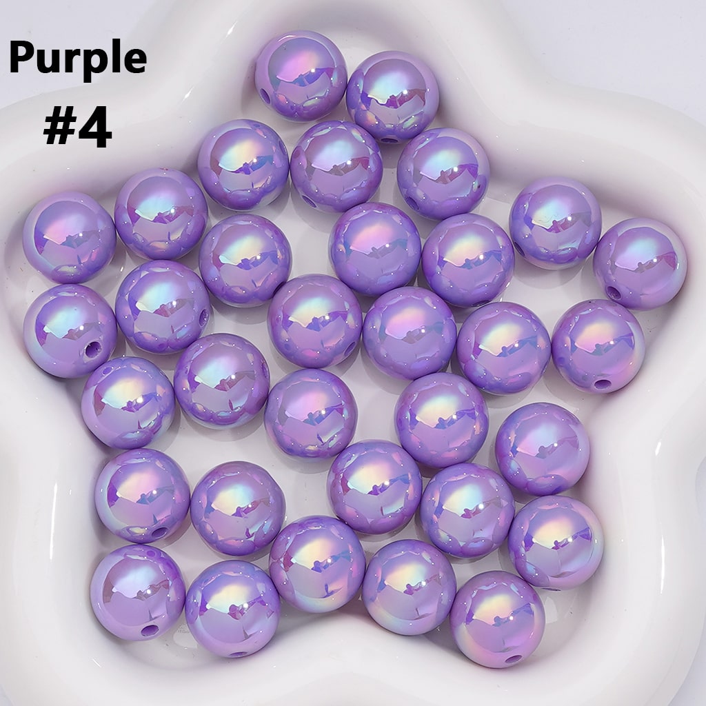 UV Coating Shiny Solid Color Round Acrylic Beads, 16MM