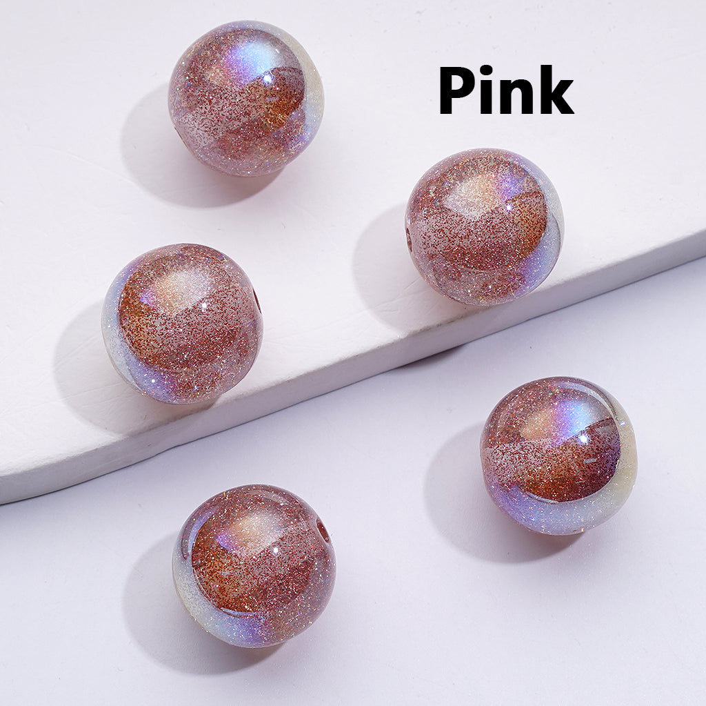 Extra Glossy Acrylic Beads with Double Glitter, High End Finish