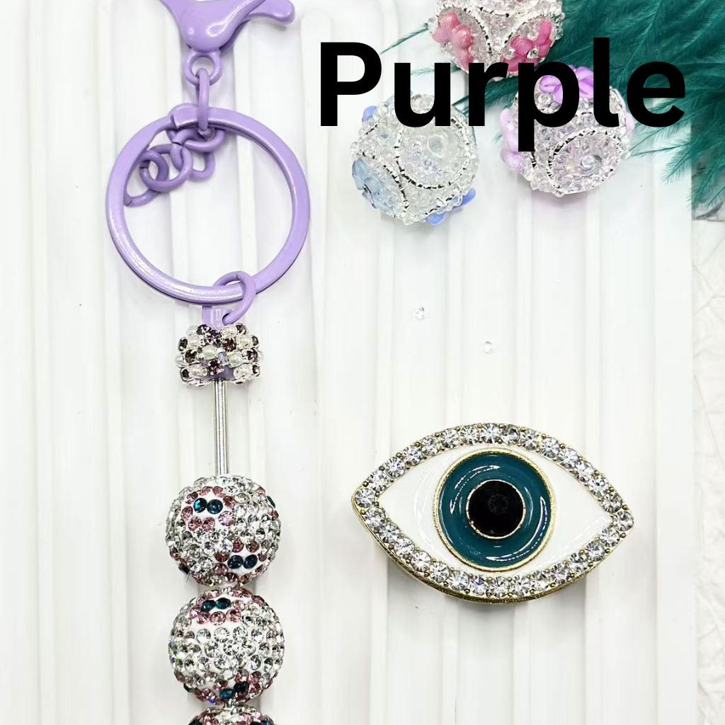 DIY Beadable Metal Keychains with Bar with White Pearls Colorful Rhinestones (Please Read the Description)