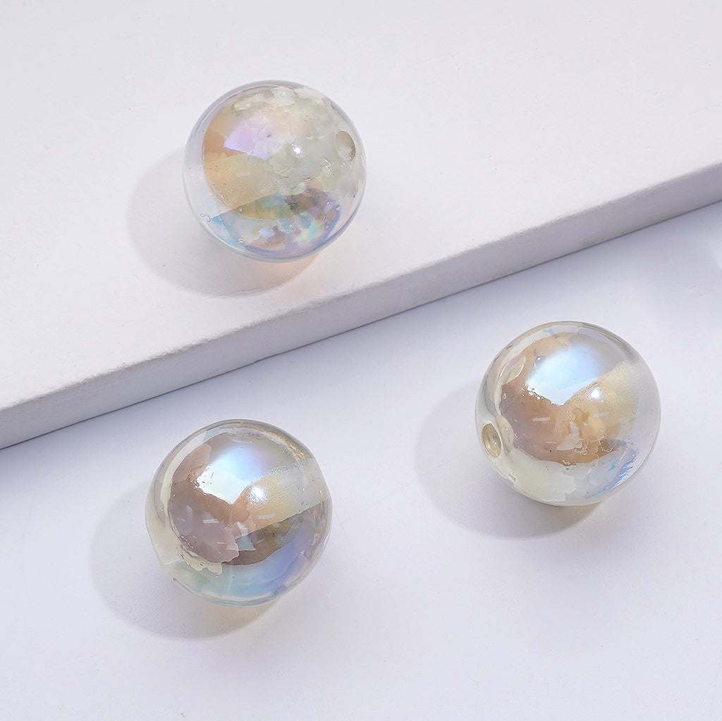 Bling Bling Shiny Clear Pink Purple Blue Clear Round Acrylic Beads Cloud Inside, 16MM