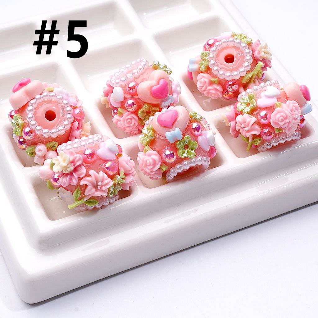 Exquisite Mini Cute Flowers Glitter Butterflies White Pearls Shiny Stars Acrylic Beads, Around 20*16MM