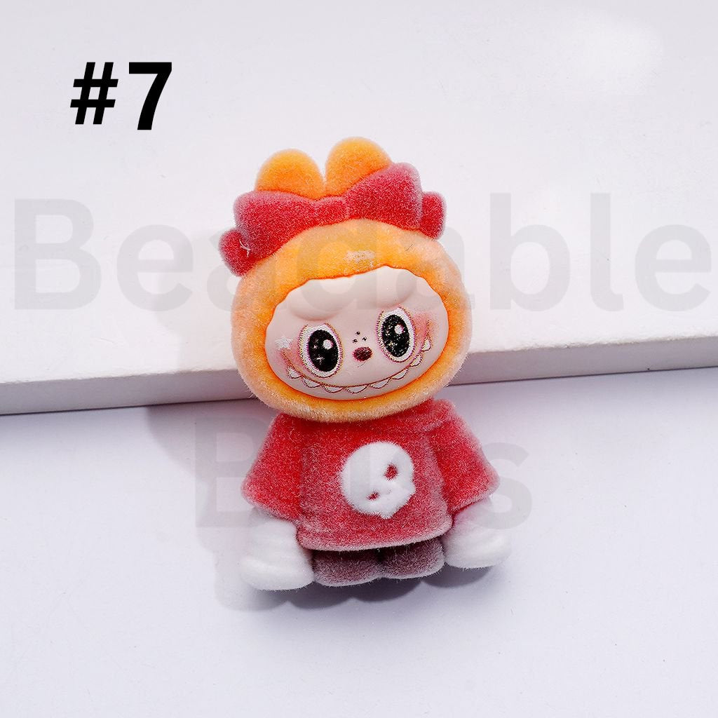 Cute Vivid Fuzzy Fluffy Labub Monster Pop Mar Pen Topper, Around 45*28MM(Half Through Hole)