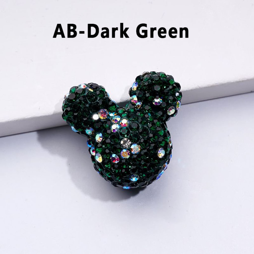 Vivid Cute Micke Minni Mouse Head Clay Beads with Multi-Color & AB Rhinestones, 22*24*17MM