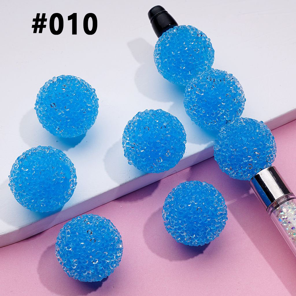 Hard Sugar Beads in Solid Colors Clear Rhinestones Candy Round 20mm
