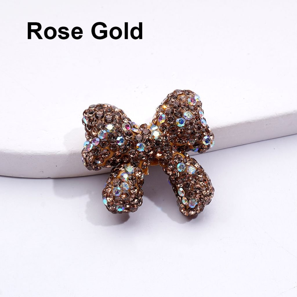 Multi-Color Cute Bowknot with AB Rhinestones Clay Beads, 24*26MM, Random Mix