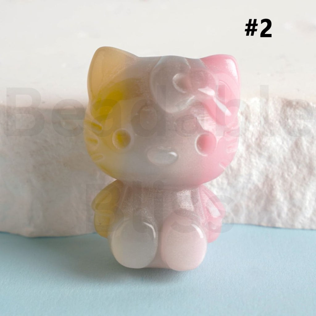 Glossy Gradient Ombre Color HK Kitten Acrylic Beads, Around 24*33MM