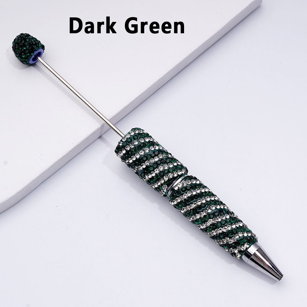 Beadable Clay Pens with Striola Oblique-Stripe Double Color Rhinestones Covered the Entire Pen