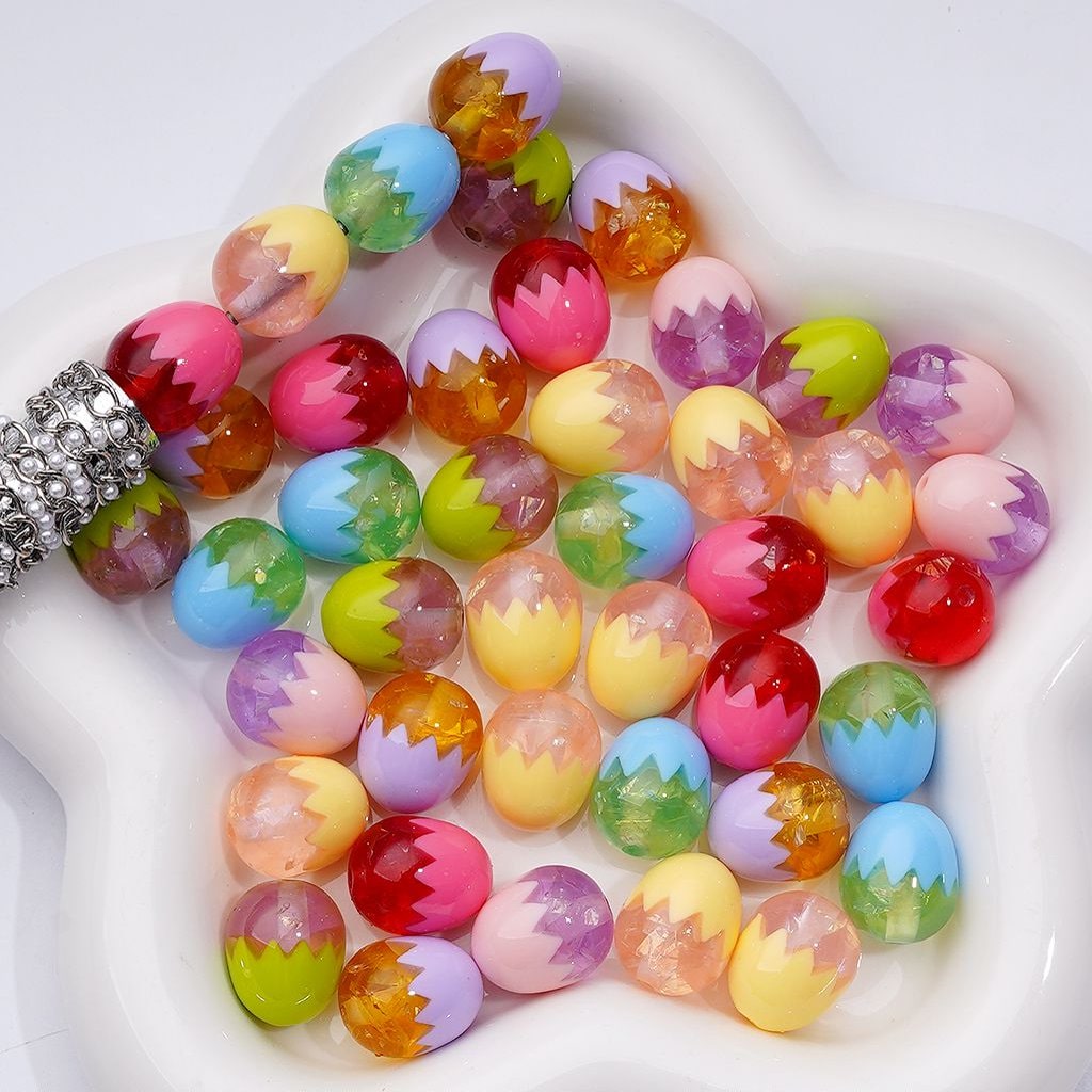 Multi-Color Cute Egg Shape Acrylic Beads, 13*20MM, Random Mix
