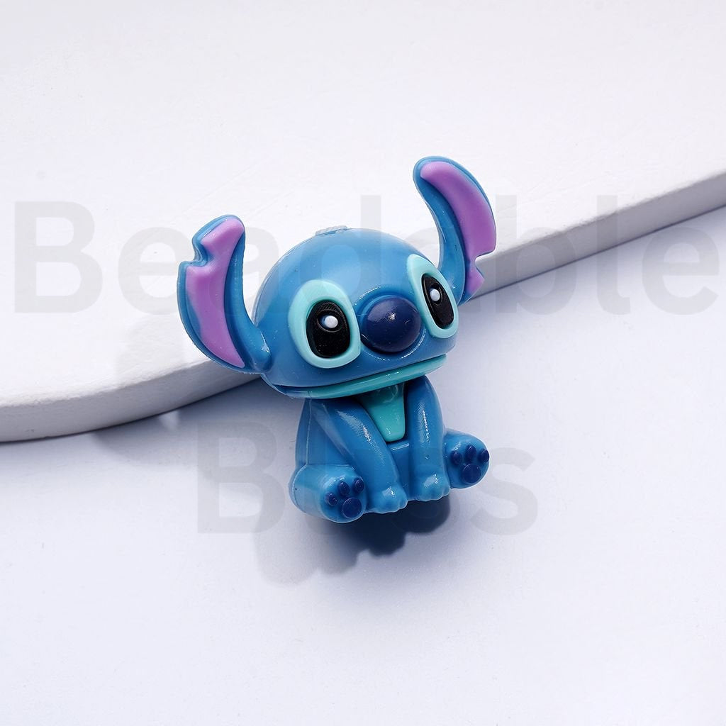 Cute Blue Purple Stitc Disne Cartoon PVC Soft Rubber Beads, Around 30*32MM, Random Mix
