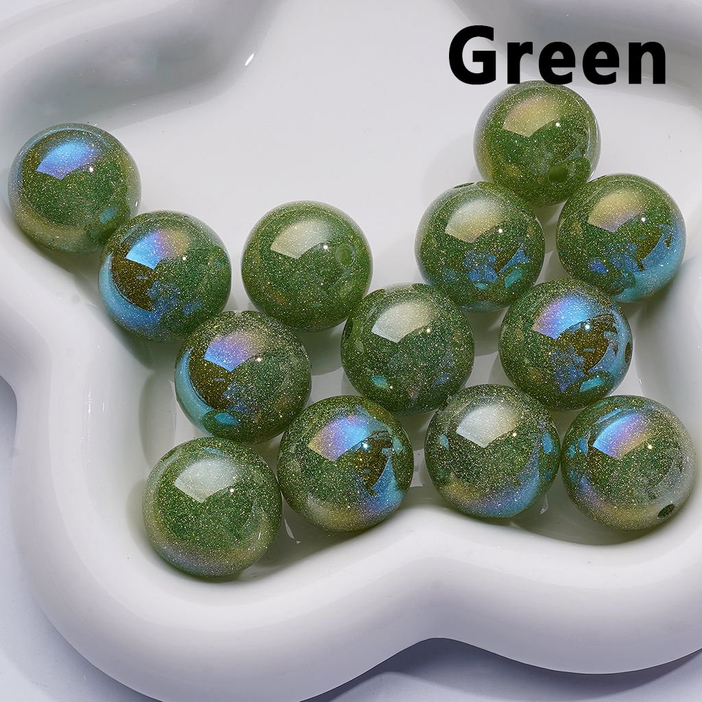 Multi-Color UV Coating Glitter Shiny Round Acrylic Beads, 20MM