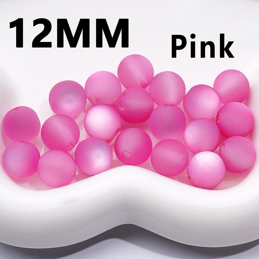 Multi-Color Cat Eye Style Frosted Matte Round Acrylic Beads, 12MM