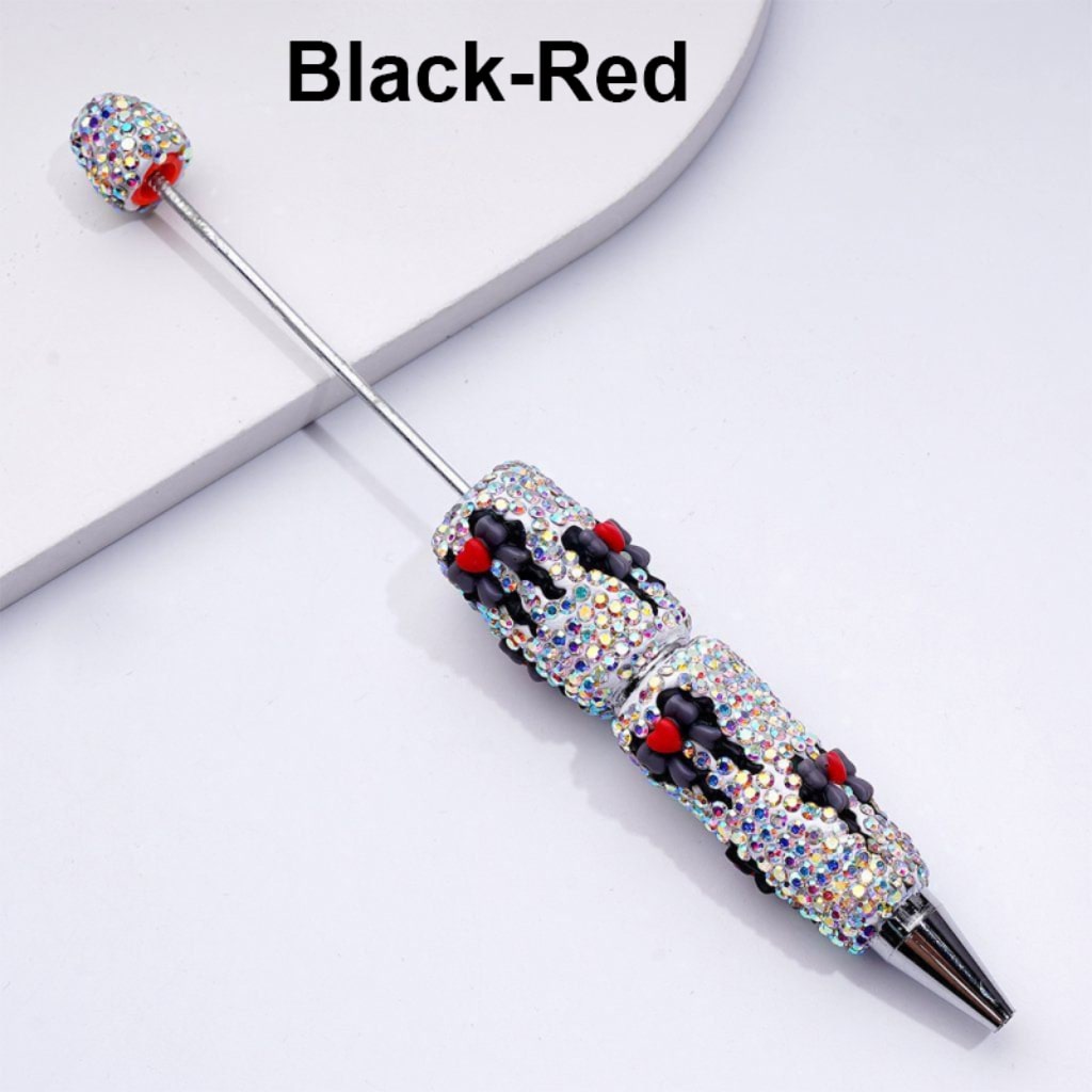 Beadable Clay Pens with Cute Ribbon Bowknots AB Rhinestones Covered the Entire Pen,Random Mix