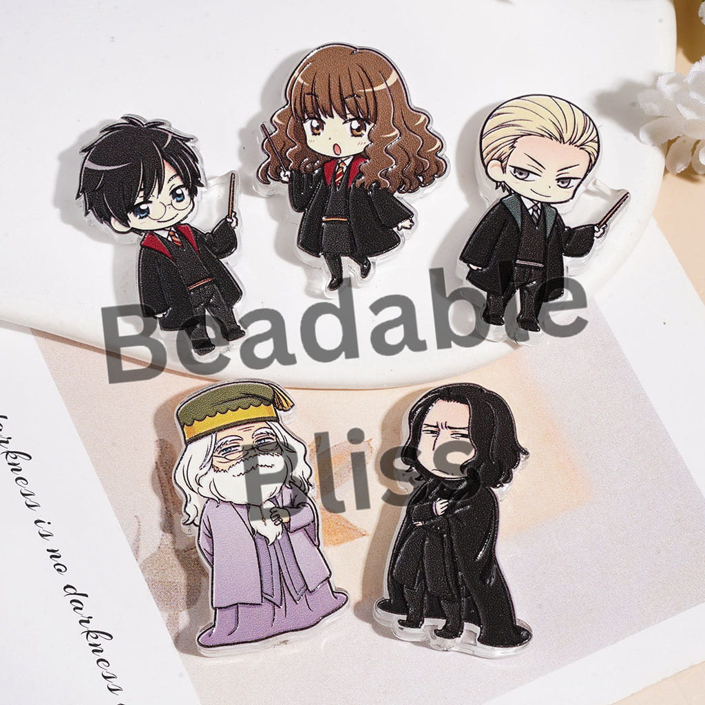 Wizard Boy Character Series Acrylic Beads, Semi-Clear, Random Mix