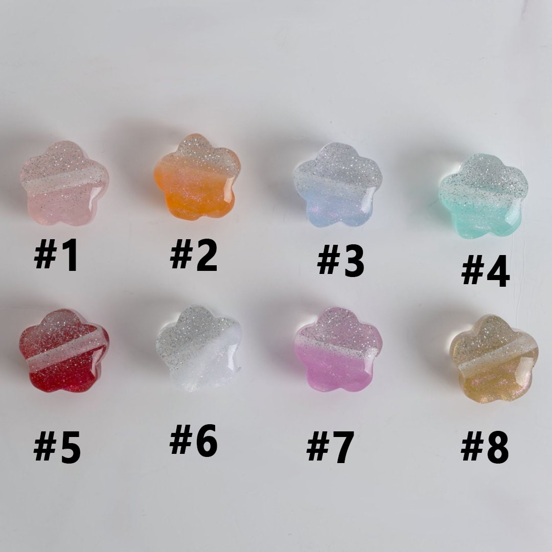 Half Clear Half Color Glittery Flower Acrylic Beads, Around 16MM, Please Read the Description