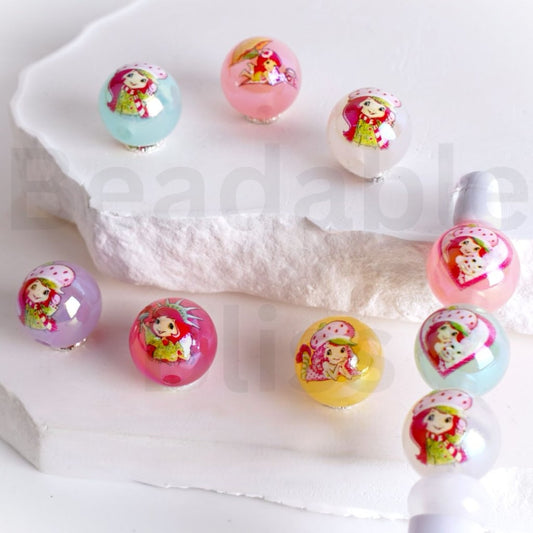 UV Coating Roseberry Jelly Color Round Acrylic Beads, 16MM, Random Mix