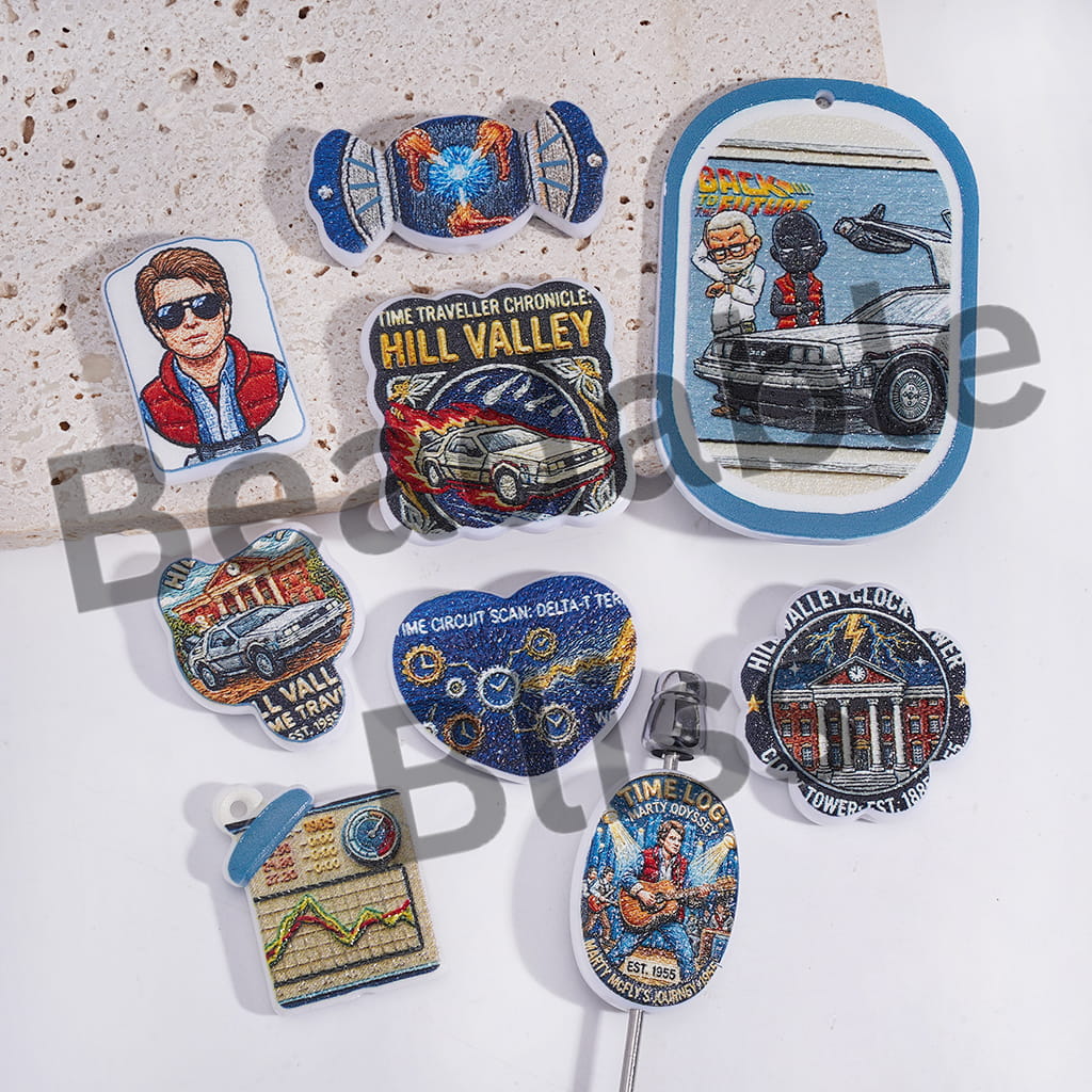 Acrylic Beads Pendants with Come Back the Future Character Series, Random Mix