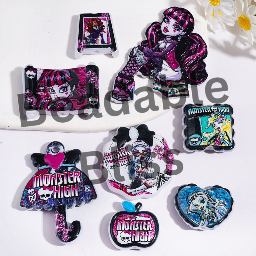 Acrylic Beads and Pendants Explore an Adventure at Elf High School Series, Random Mix