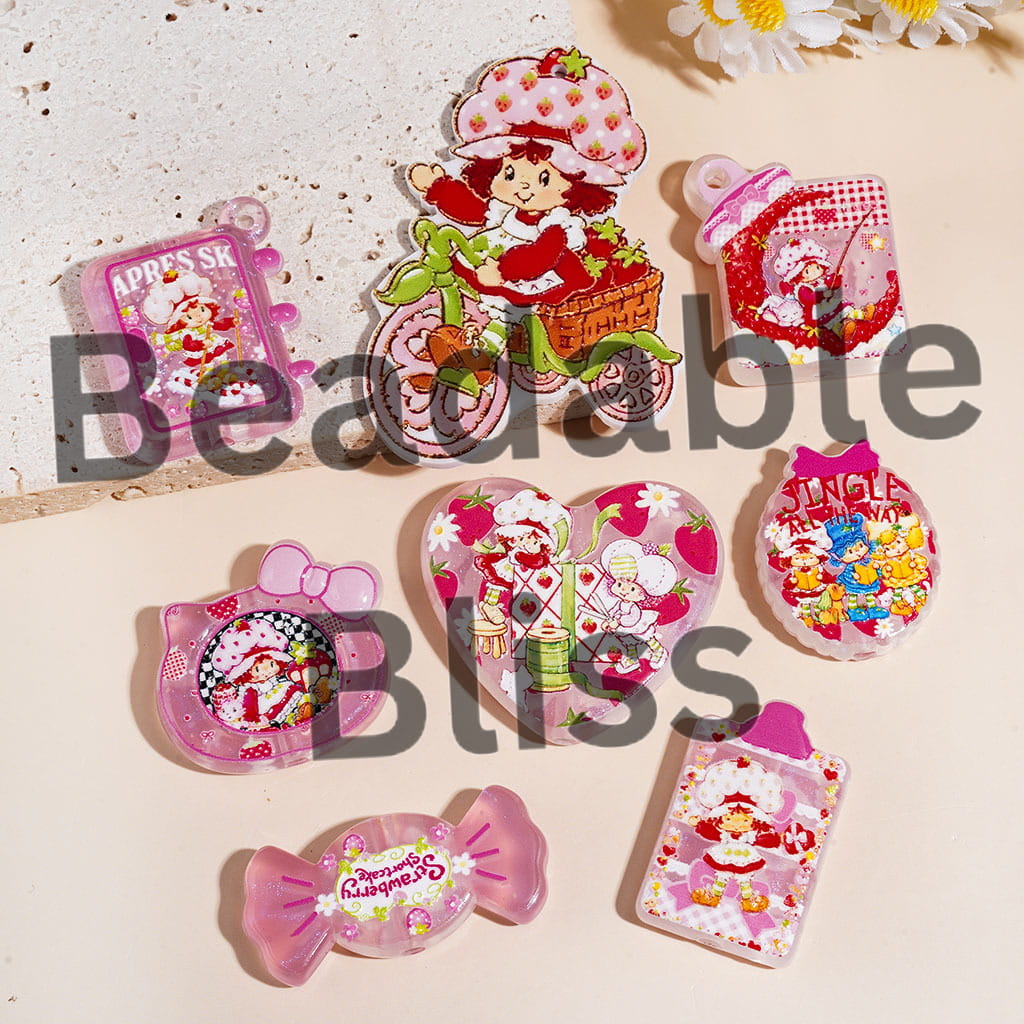 Acrylic Beads for Pendants Berry Girl Character Series, Random Mix